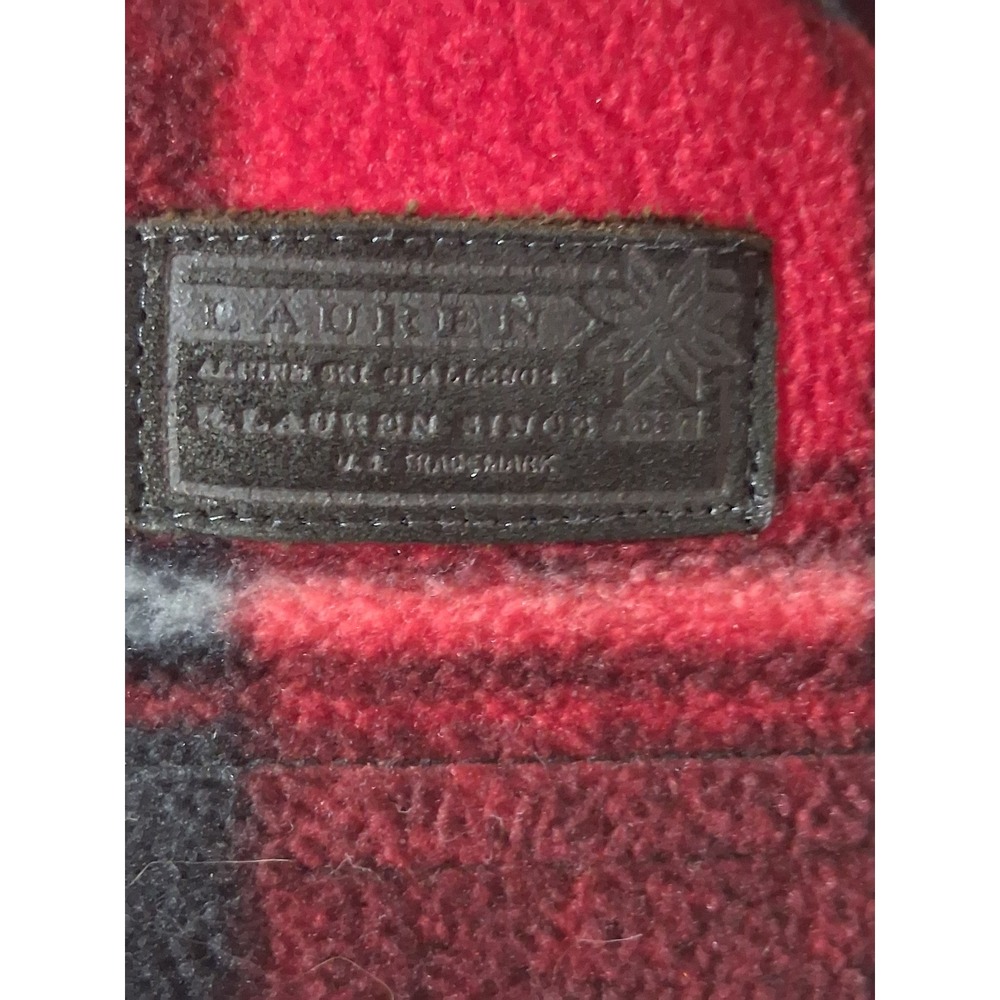 Lauren Ralph Lauren M Red Black Plaid Fleece Quarter Zip Pullover - Picture 3 of 6